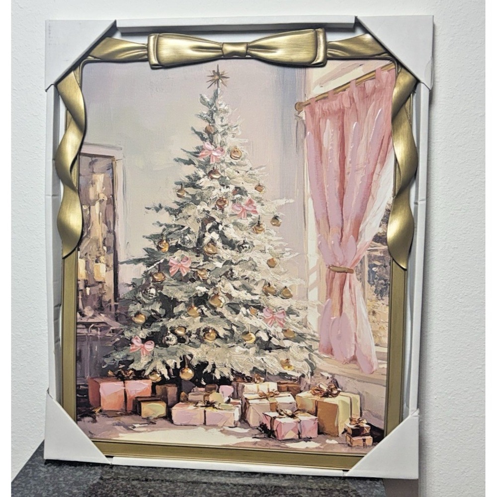 Hobby Lobby Robert Stanley Pink Bow Christmas Tree Framed Wall Decor